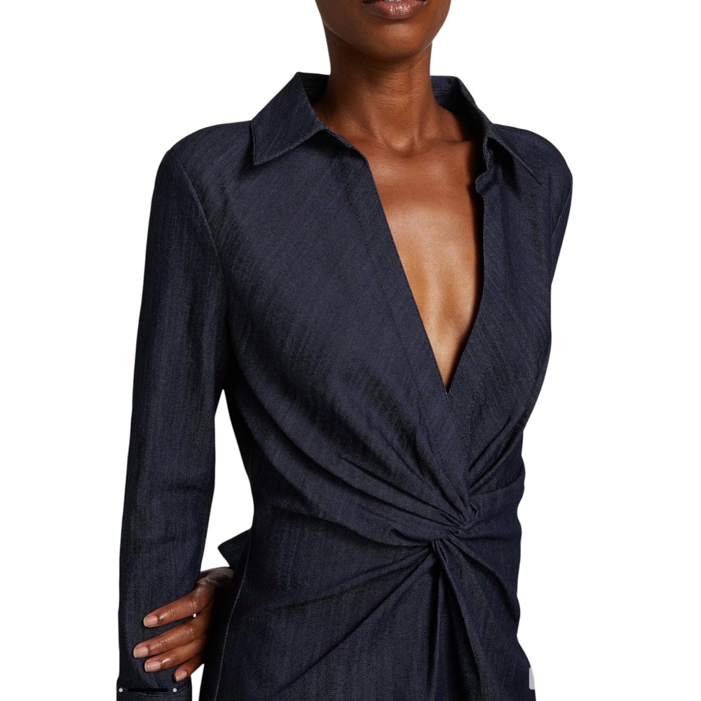 NEW CINQ À SEPT McKenna Twist-Front Denim Minidress Indigo Size 6 NWT - Picture 5 of 9